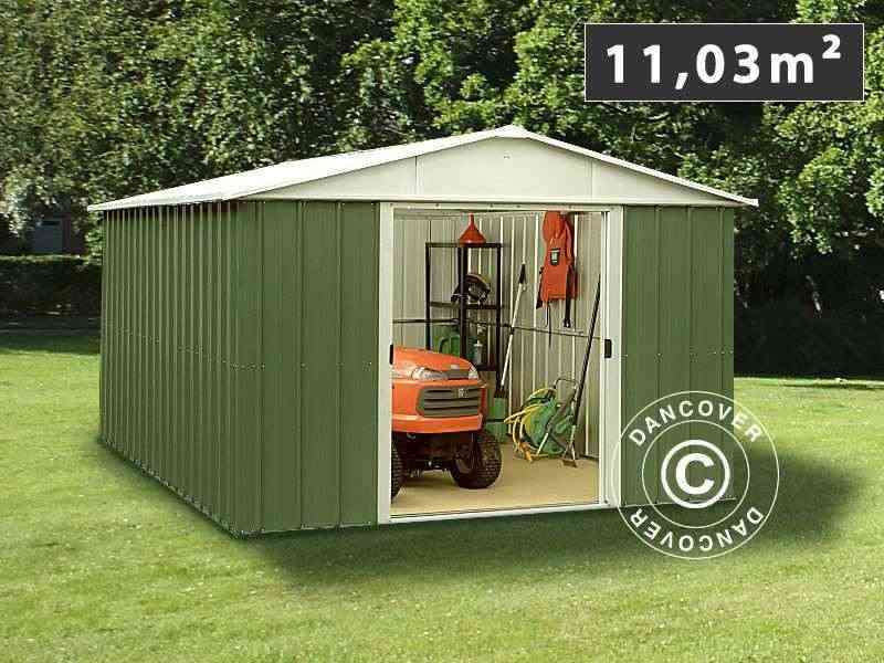 Casetta da giardino 3,03x3,96x2,02m, Verde/Argento