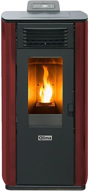 QLIMA Stufa a Pellet Fiorina 74 S-Line Potenza Termica 7.45 kW 200 m3 Riscaldabili Colore Rosso