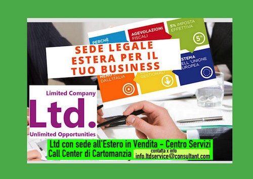 Società Ltd CALL CENTER +CENTRO CARTOMANZIA LOTTO 899 con SEDE ALL’ESTERO vendes