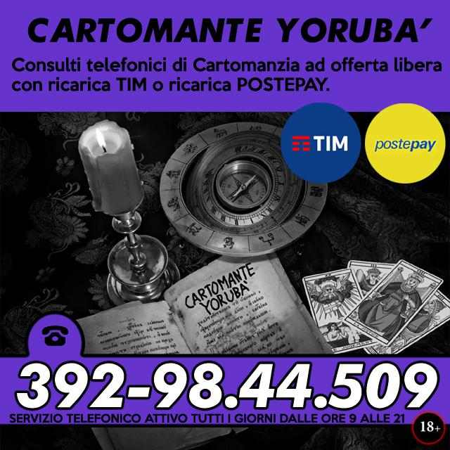 Consulto di Cartomanzia con offerta libera (ricarica telefonica TIM) - Cartomante Yoruba'