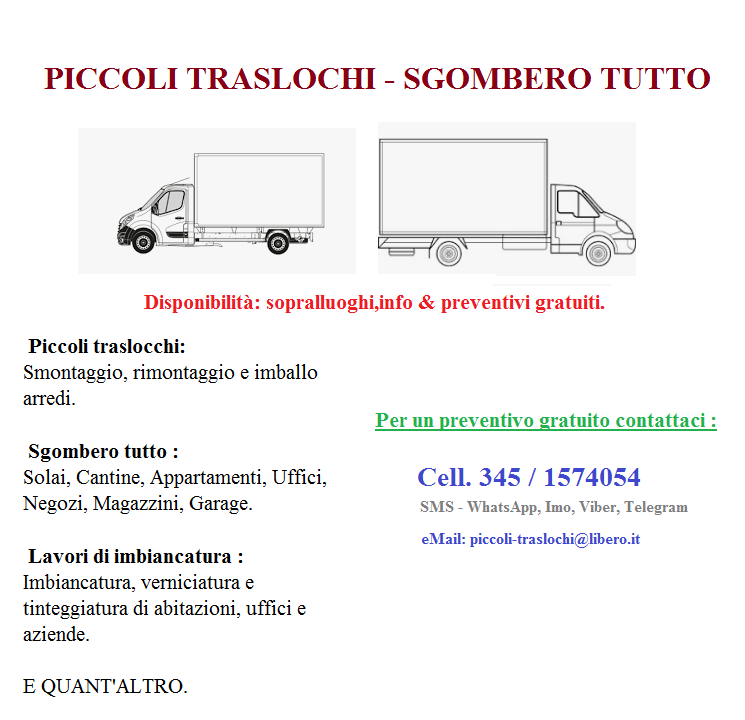 piccoli traslochi - sgombero tutto