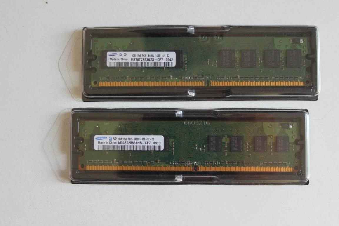  2x Memoria Ram DDR2 Samsung 1 GB 1Rx8 PC2-6400U-666-12-zz usata funzionante 