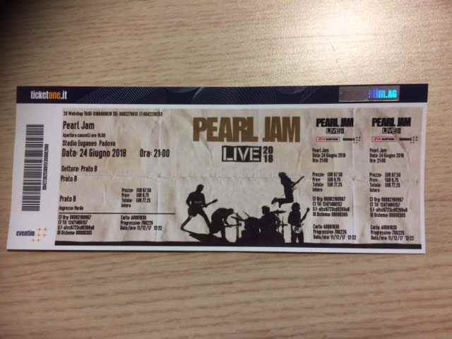 BIGLIETTO CONCERTO PEARL JAM A PADOVA 2018