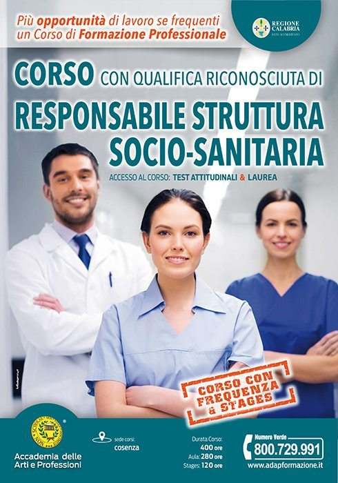 Corso di RESPONSABILE STRUTTURA SOCIO SANITARIA con Qualifica Riconosciuta