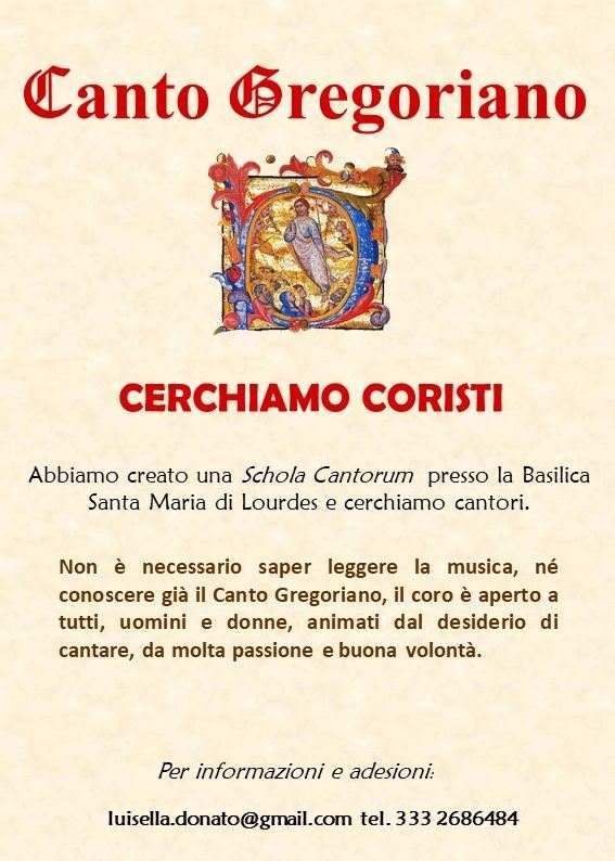 Cercasi cantori Coro gregoriano