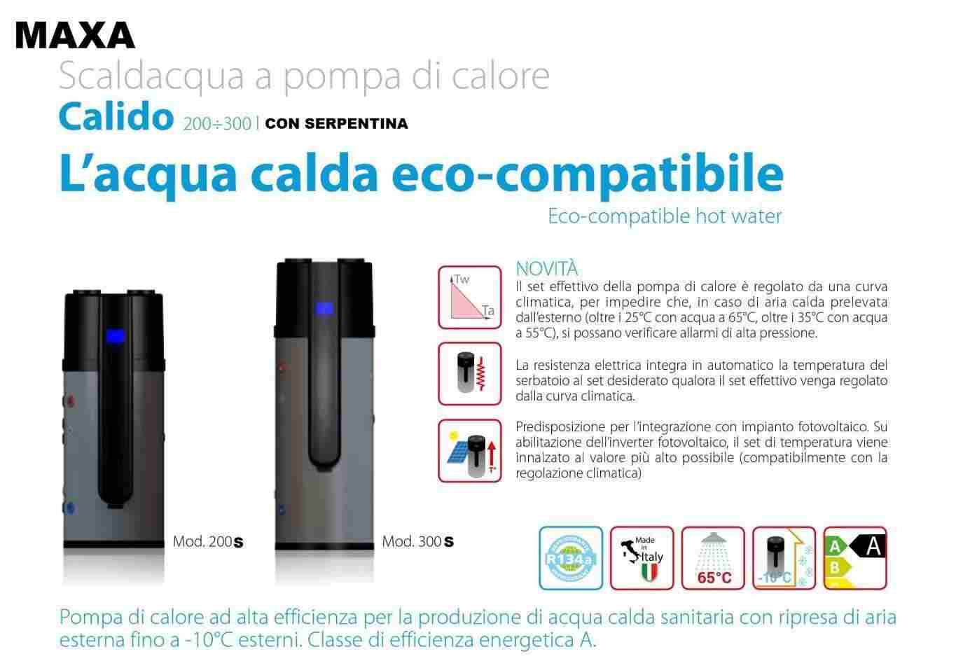 MAXA SCALDA ACQUA A POMPA DI CALORE  IN FORMULA ESCO CONTOTERMICO 2.0 