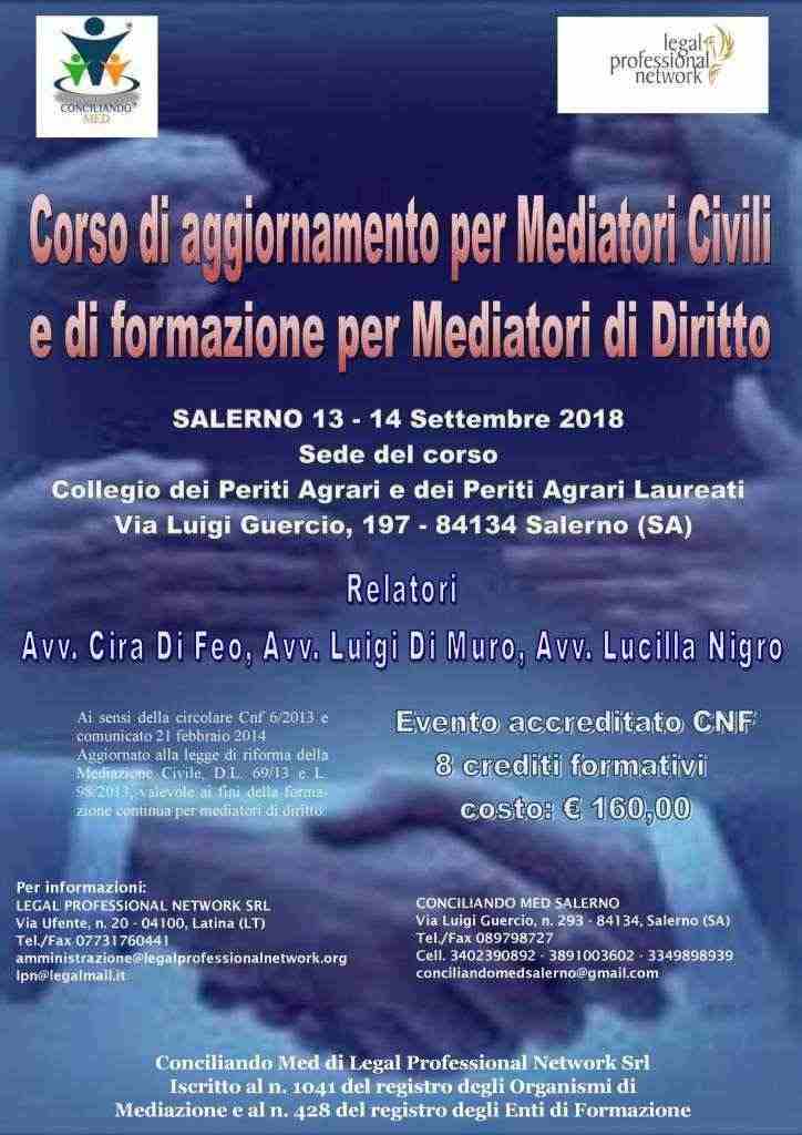 Corso di aggiornamento per Mediatori Civili e di formazione per Mediatori di Diritto