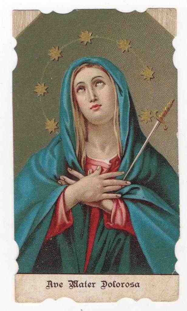 Santino Ave Mater Dolorosa - Madonna - Imprimatur del 1898