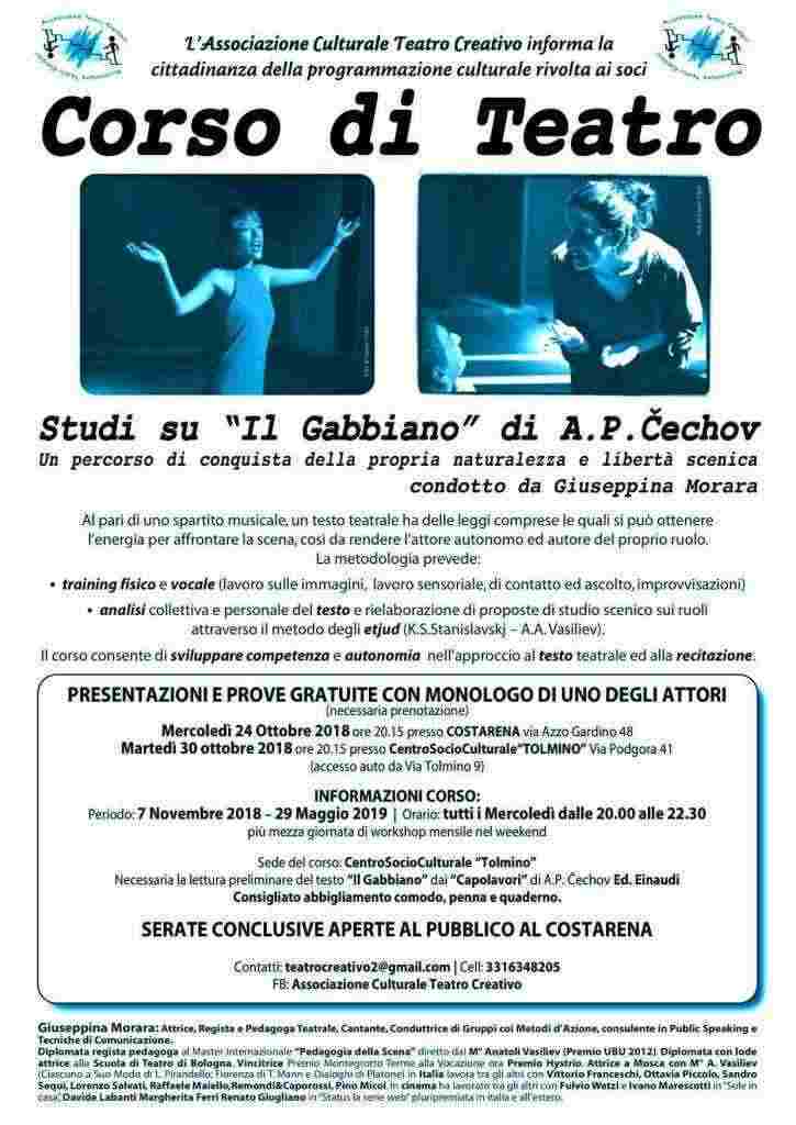 Presentazione Prova gratuita Corso Teatro Studi su &quotIl Gabbiano" di A.p. Cechov