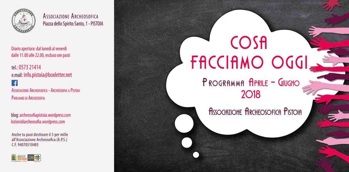 COSA FACCIAMO OGGI? Programma aprile - giugno 2018