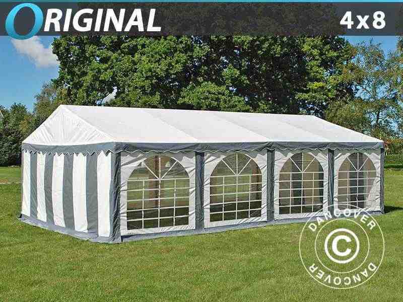 Tendone per feste Original 4x8m PVC, Grigio/Bianco