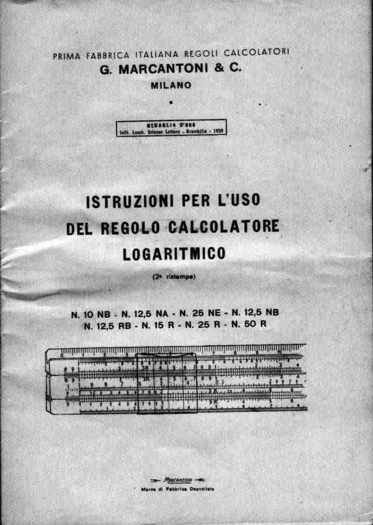 Istruzioni per l'uso del regolo calcolatore logaritmico 1939 FILE PDF 