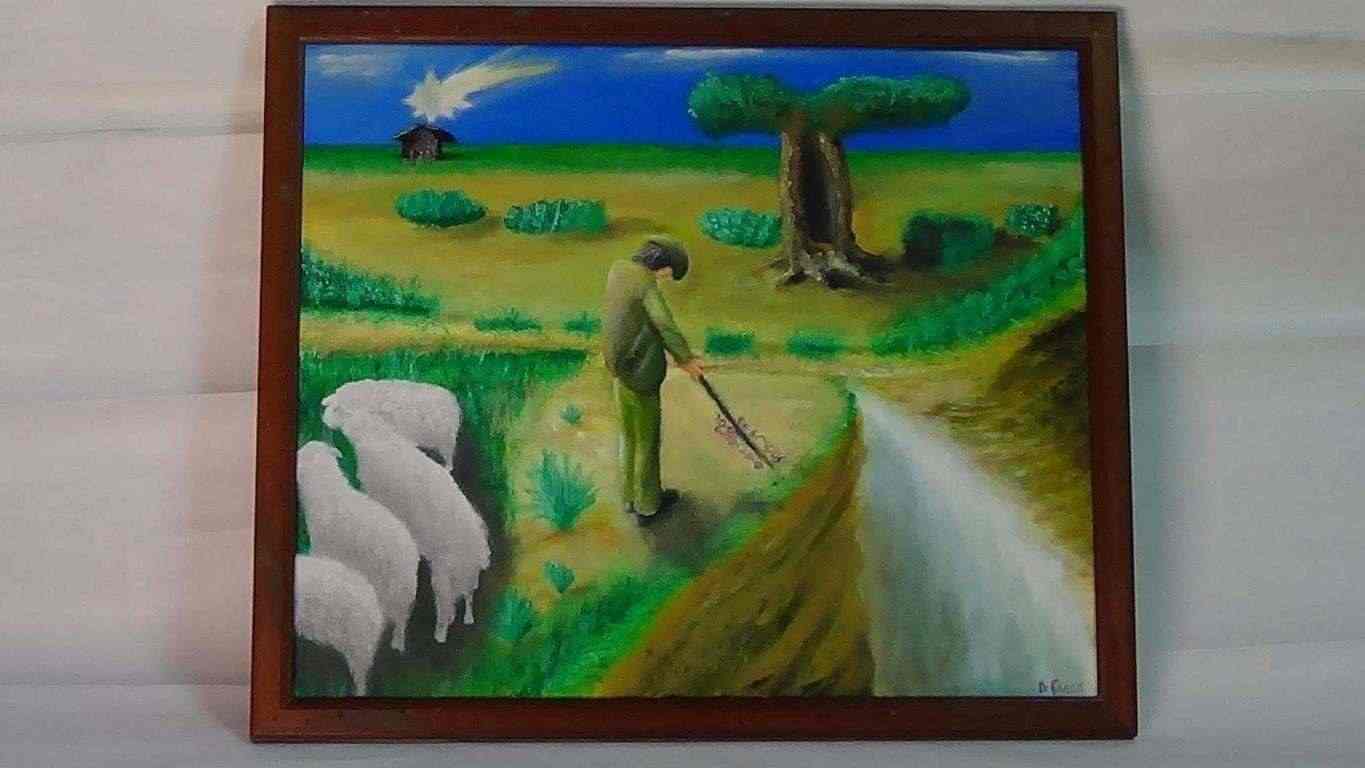 Il buon pastore- quadro a olio su tela- Francesco De Carolis 