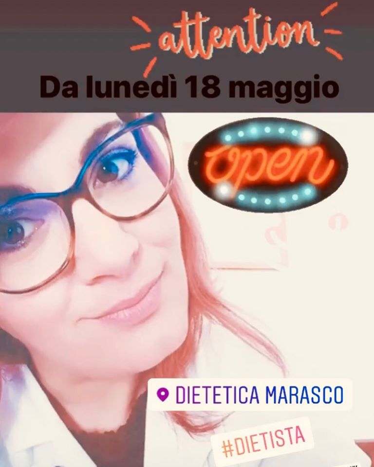 Lo studio "Dietetica Marasco" è  ripartito dal 18 maggio 2020