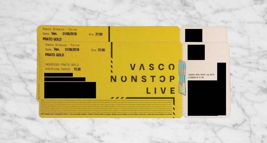 2 Biglietti Vasco Rossi &quotPRATO GOLD" TORINO 1/06/2018 